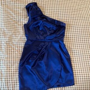 Adrianna Papell Royal Blue One-Shoulder Dress. Day or night dress